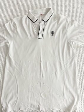 Wilson Men’s White Polo with Black Trim and Embroidered Crest